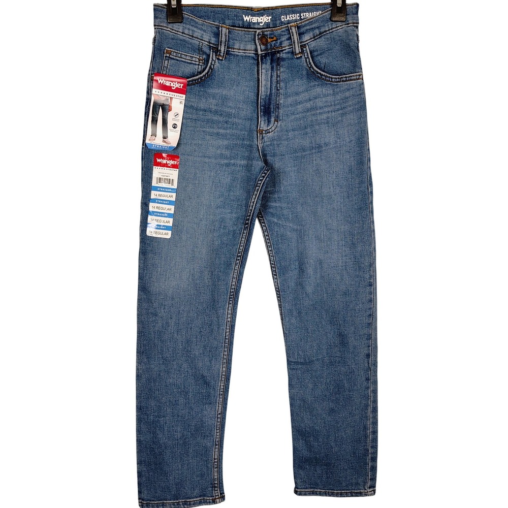 Wrangler Five Star Boys Classic Straight Jeans Blue 14 Regular NWT 112373977 - Picture 1 of 8